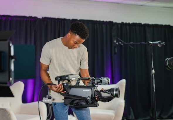 Professional film industry technology representing the importance of supporting legal content distribution and creator rights