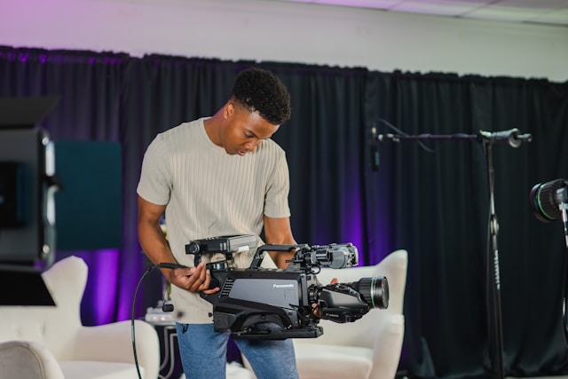 Professional film industry technology representing the importance of supporting legal content distribution and creator rights